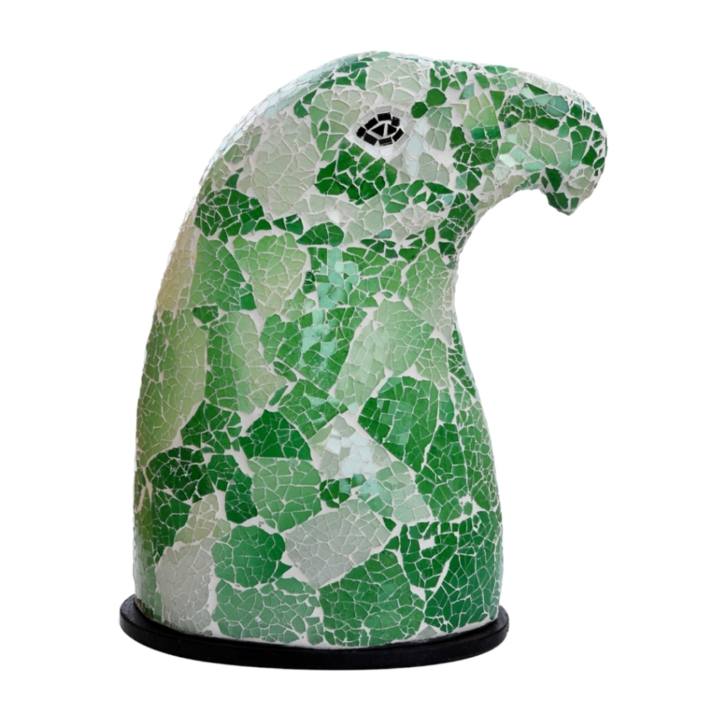 Green Mosaic Glass Eagle Lamp